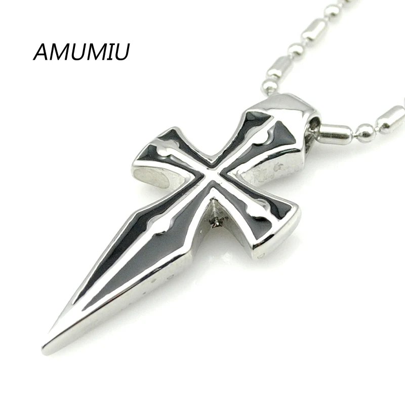 Мужские Подвески AMUMIU в стиле хип хоп из нержавеющей стали Thunder Crucifix Cross трендовая