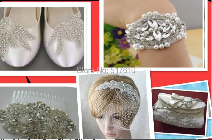Кристалл Rhinestone Аппликация pearlbeaded отделка для Свадебные пояс-кушак, оголовье и обуви/ стразы swarovski