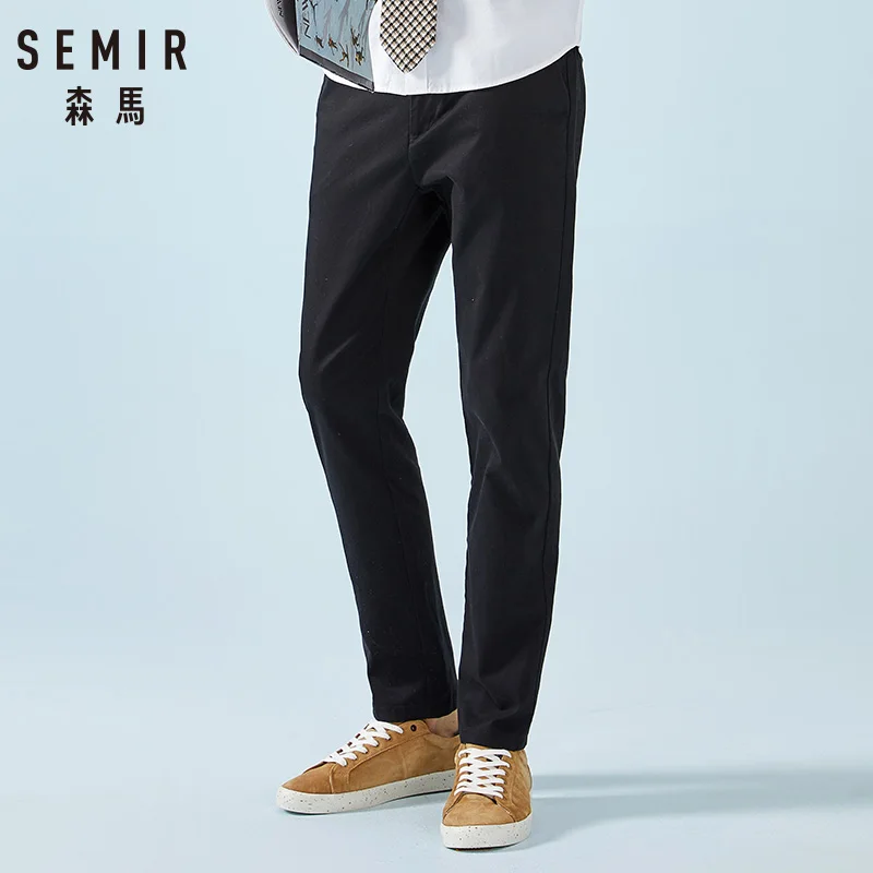 SEMIR Men Standard Fit Chino Pants Cotton Chinos Straight Leg Trousers Elastic Waist in Casual Style for Spring Autumn |