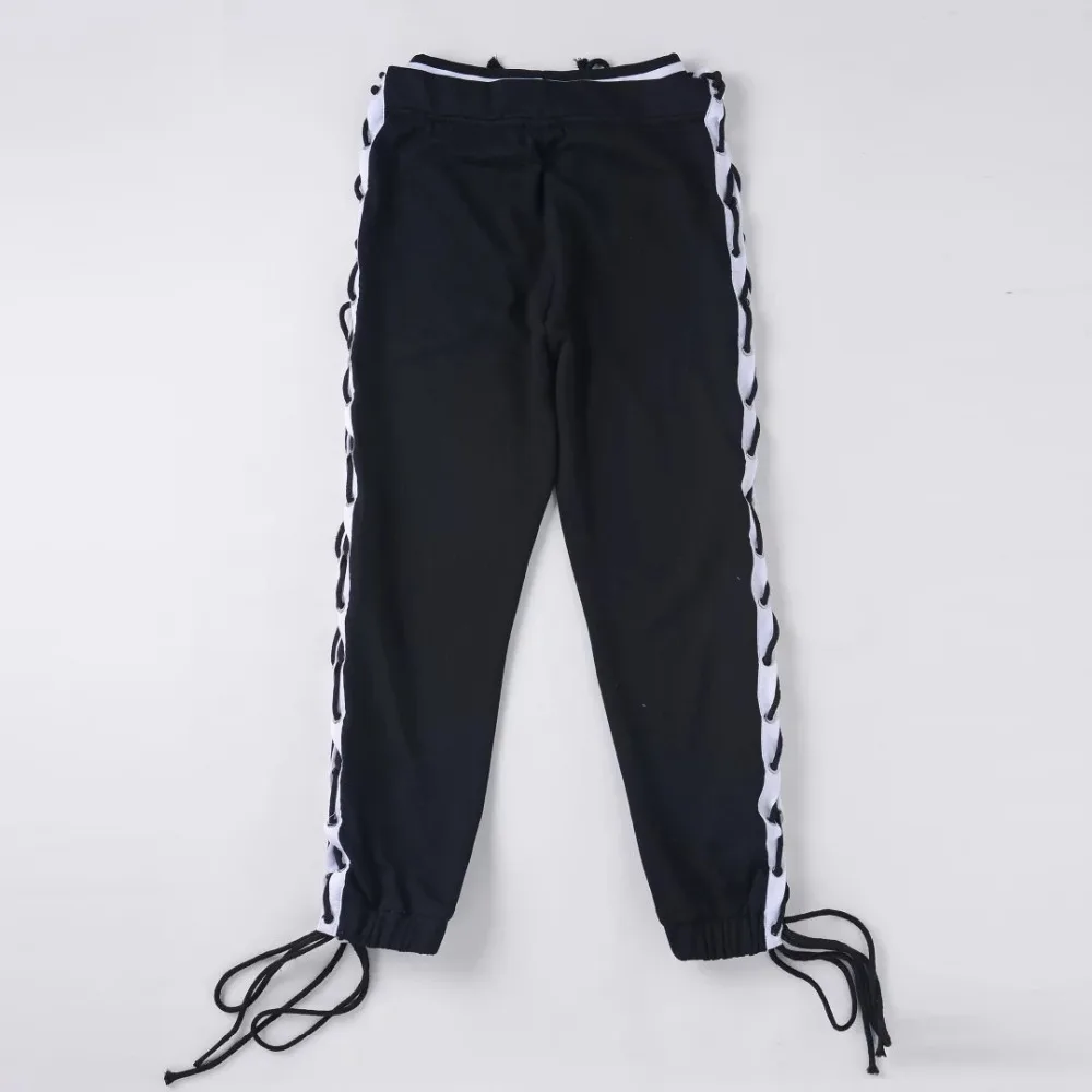 

2017 New Europe and America street snap sexy cross side bandage loose trousers slim leggings women casual sweatpants woman pants