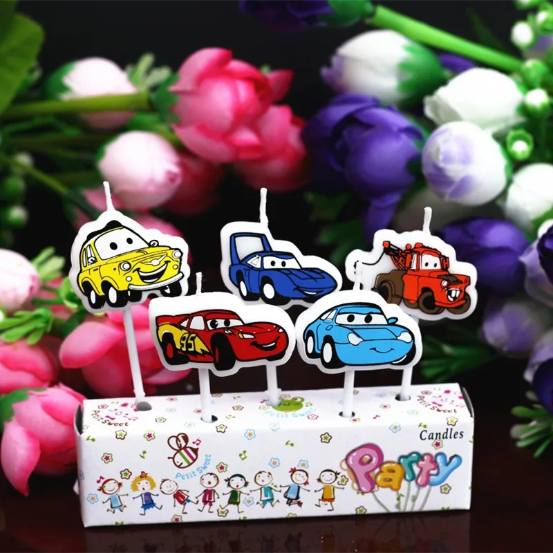 12 упак./лот мальчиков вечерние автомобили торта свечи искусства наборы палочек