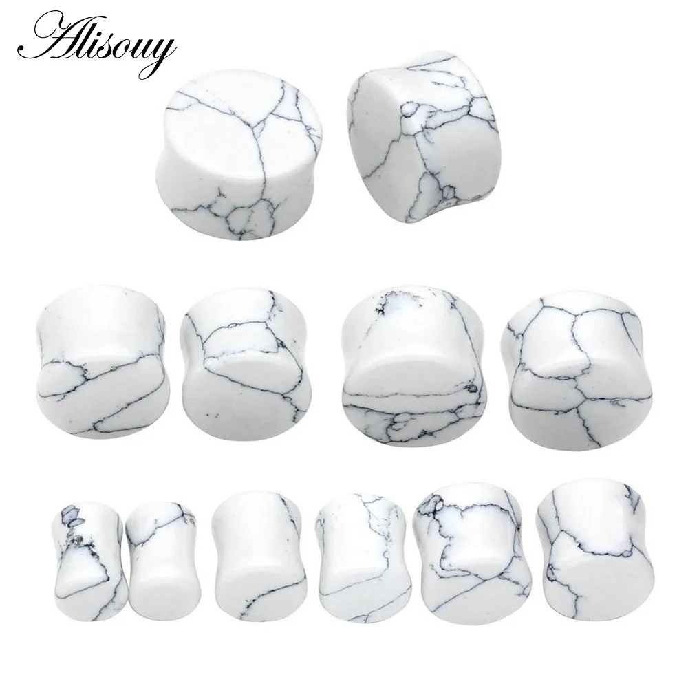 EM0316A Alisouy 2 шт./лот камень ушные затычки измерительные Серьги Ушные затычки пирсинг для тоннелей на теле расширитель ушные носилки пирсинг ювелирные изделия - Окраска металла: EM0316A