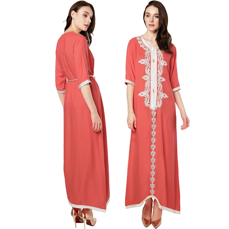 Мусульманское женское платье с длинным рукавом Макси длинное мусульманская