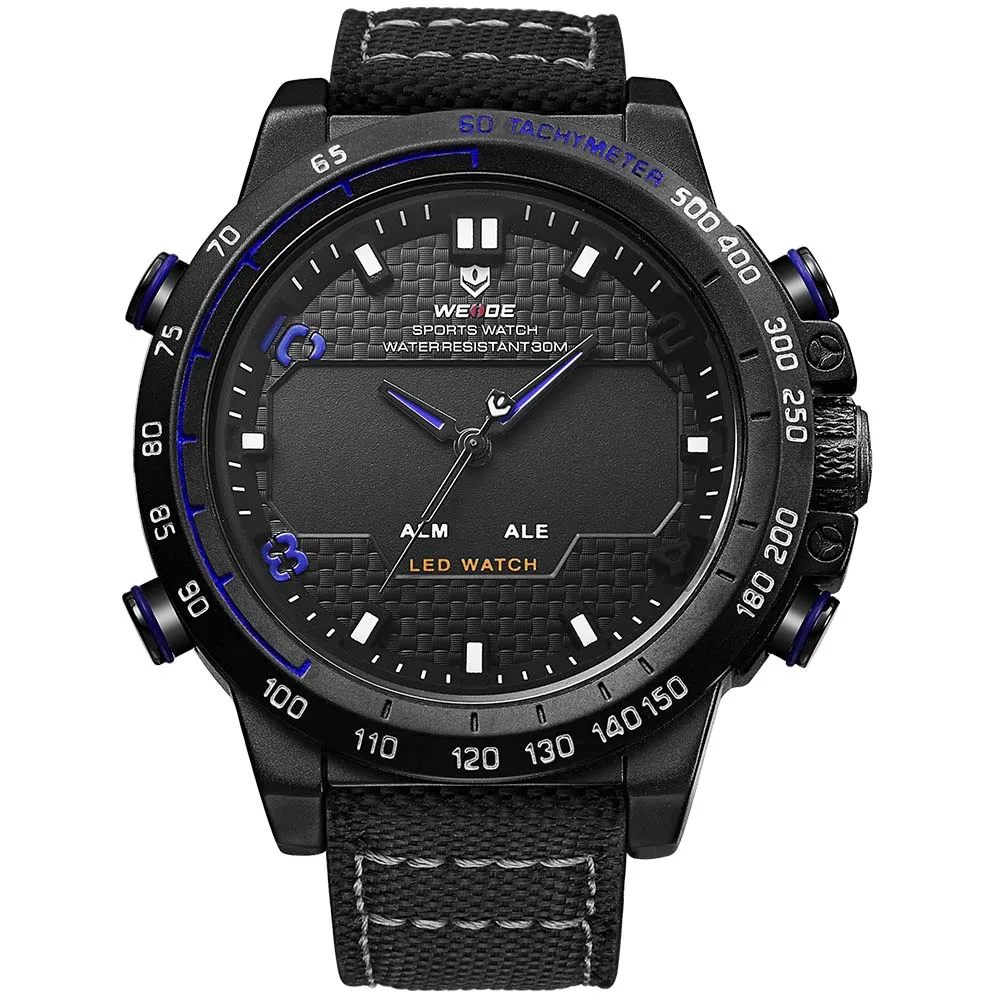 WEIDE, мужские часы,, роскошный бренд, известный бренд, спортивные часы для мужчин, цифровой кварцевый будильник, нейлоновый ремешок, relogio automatico masculin - Цвет: Слоновая кость