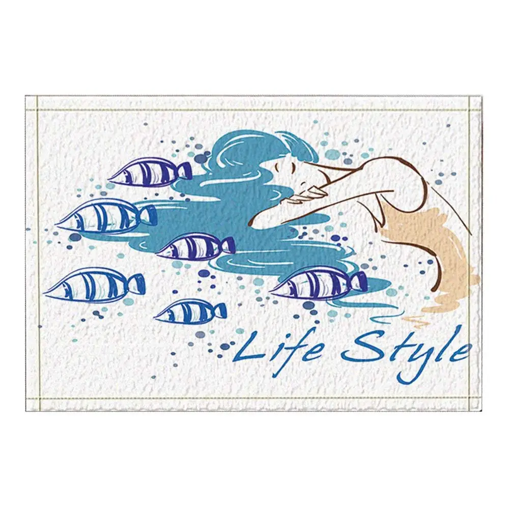 Жизнь Декор мультфильм красота и рыба коврики для ванной нескользящие двери пол