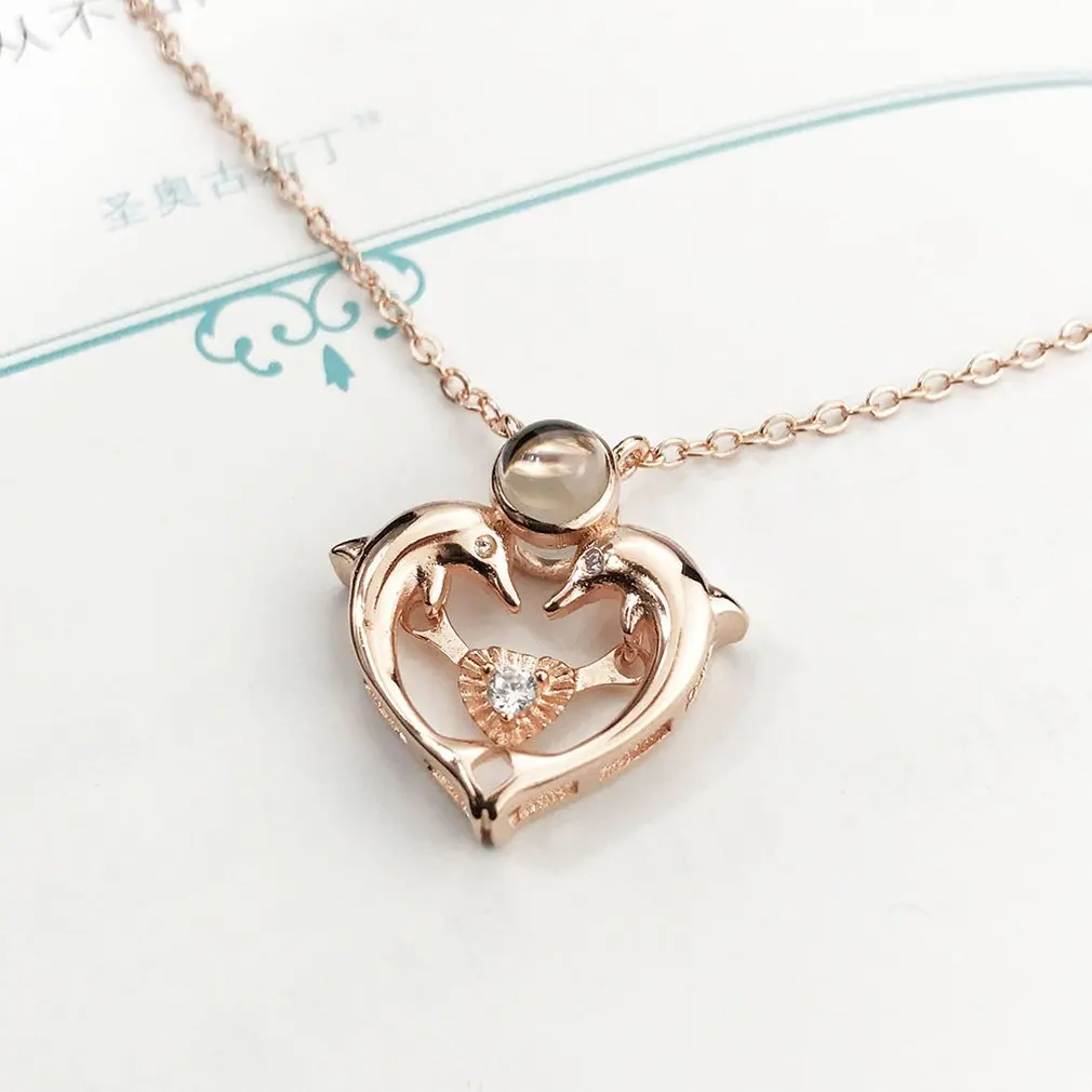 S925 Sterling Silver 100 Languages I Love You Pendant Necklace for Girls Women Lovers Nano Technology Memory Projection 2019 | Украшения и