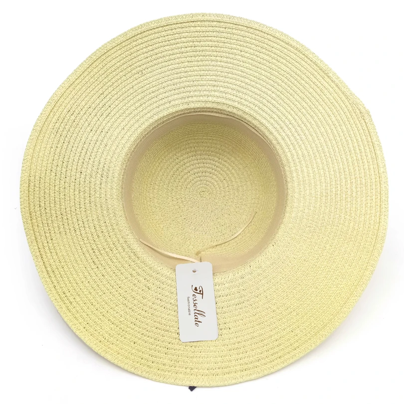 

dropshipping New sale sun hat for women Summer flower embroidery bowknot beach hat floppy Foldable breathable straw hats