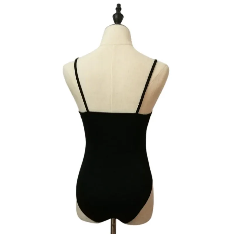 

Chic Angle Devil Print Bodycon Bodysuit 2019 Women New Striped Fashion Solid Color Sleeveless Spaghetti Strap Bodysuit