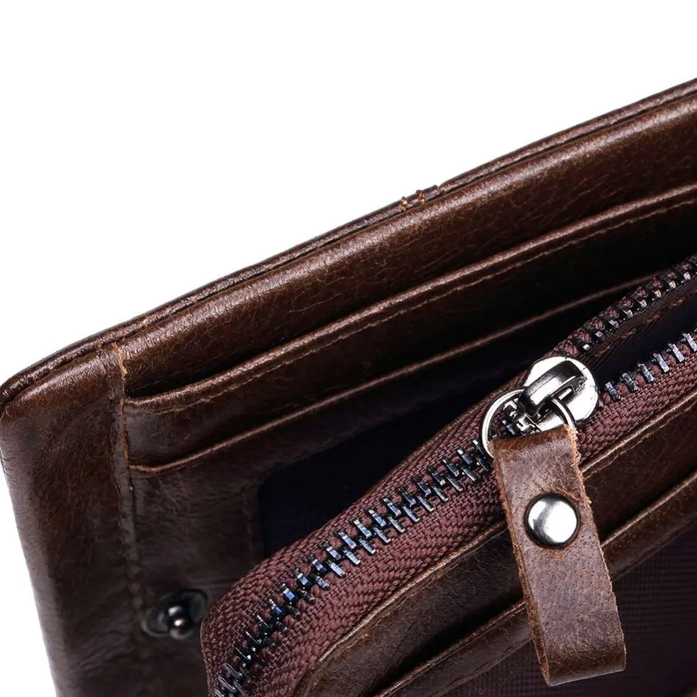 Кошелек KAVIS мужской из натуральной кожи роскошный брендовый бумажник на молнии с