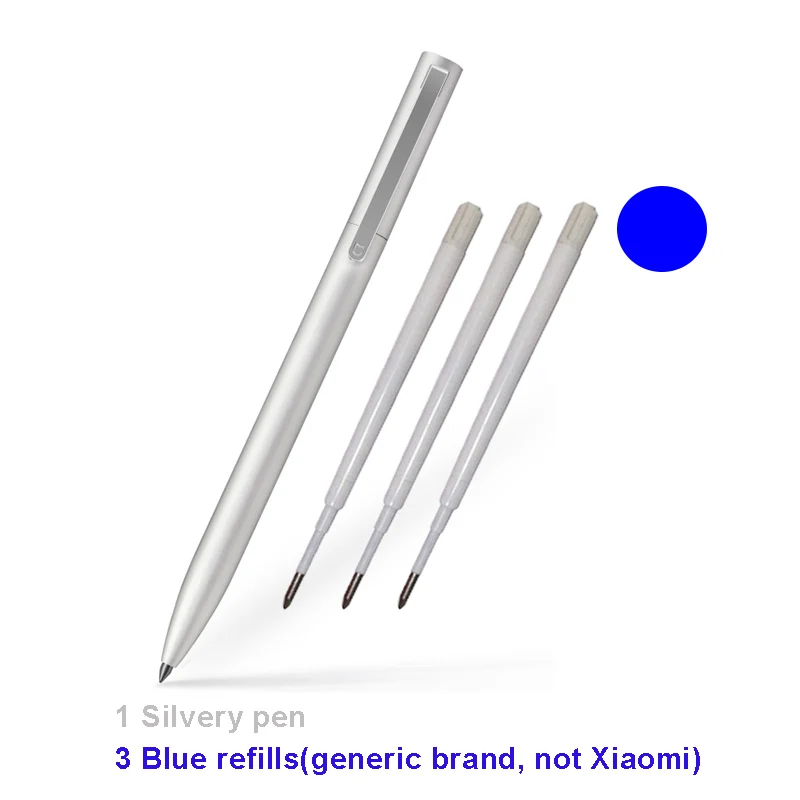 1 silvery 3 blue Xiaomi Mijia Sign Pen 9,5 мм ручка для подписи PREMEC гладкая швейцарская заправка MiKuni Япония чернила добавить Mijia ручка черный Заправка - Цвет: 1 silvery 3 blue