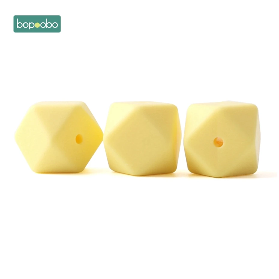 Candy Yellow Bopoobo 17 мм силиконовые бусины для кормления аксессуары 10 шт. красочные силиконовые шестигранные бусины Монтессори игрушки Детские принадлежности для кормления - Цвет: Candy Yellow