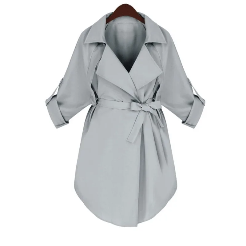 Женская ветровка на завязках куртка большого размера средней длины в