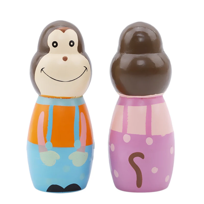 6PCS Monkey Wooden Figures Indoor Mini Toy Bowling Kids Ball Set Fun Development Game Educational Toys For Children Gift | Игрушки и