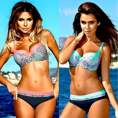 Розовый и синий 2017 Женский бикини комплект из 2 предметов новейший купальник