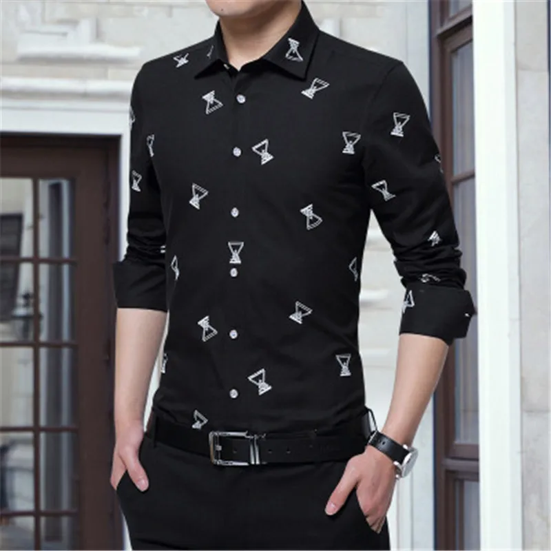 

New arrivals Spring 5xl Plus Size Printed Men Shirt Long Sleeve Korean Business Style Men Shirt Slim