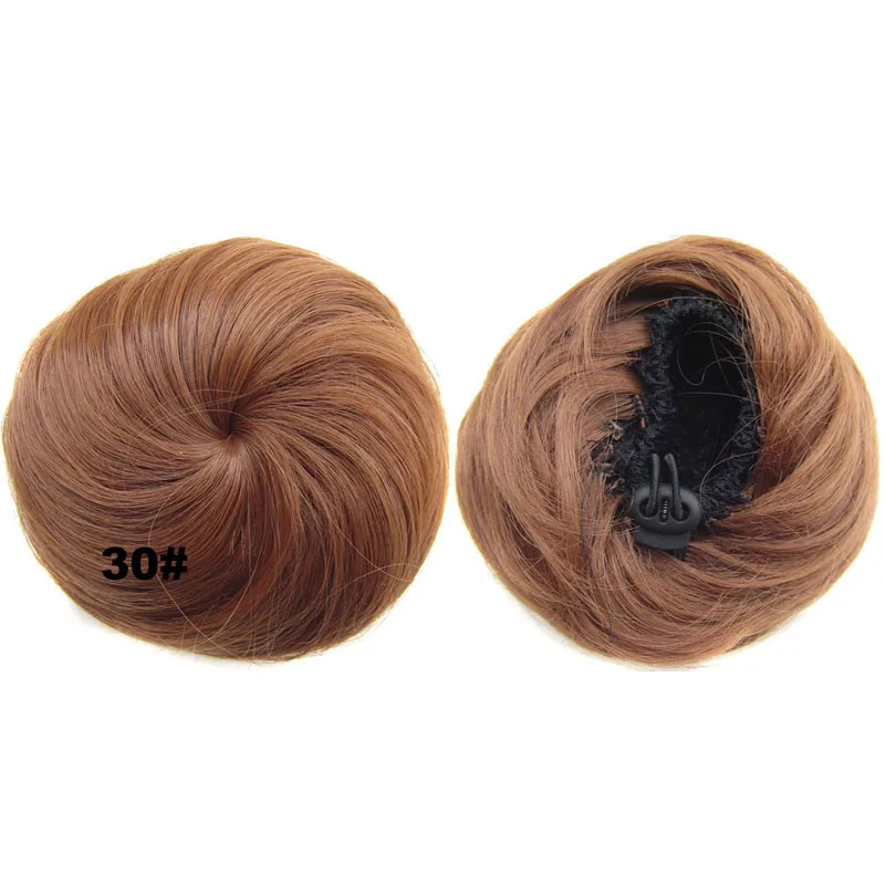 #30 Jeedou синтетические волосы шиньон круглые сферические Updos прямые волосы клип на пучок волос валик-бублик светло-коричневые цветные шиньоны - Цвет: #30