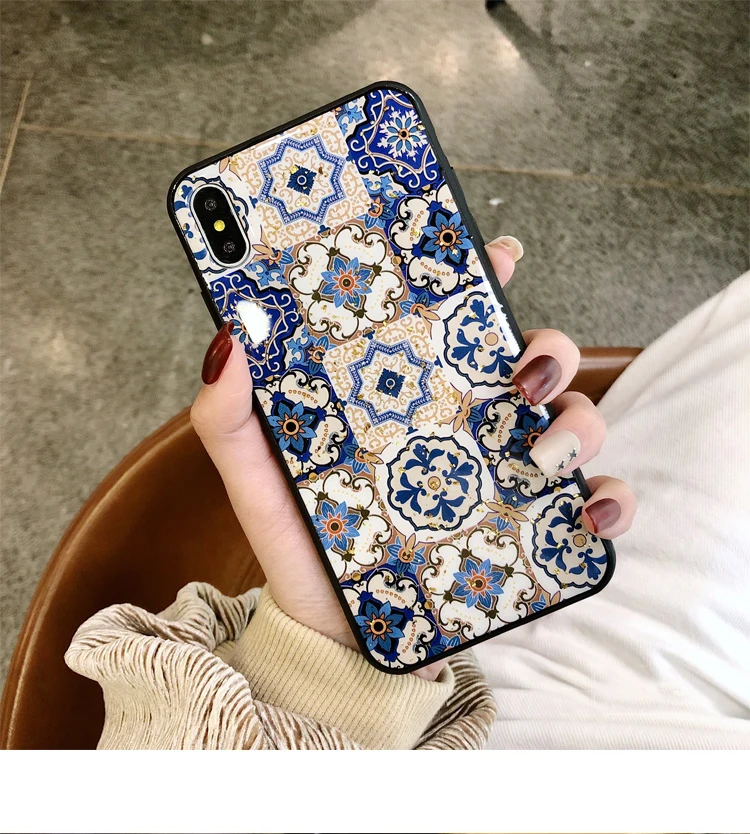 GlamPhone чехол в этническом стиле с цветком из золотой фольги чехол для iphone11Pro/Max XS Max XR XS 8 8plus 7 7plus 6/6S Plus мягкая задняя крышка из ТПУ