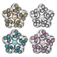 new beauty hollow rhinestone flower 20mm metal snap buttons for diy 18mm snap jewelry wholesale kz3382