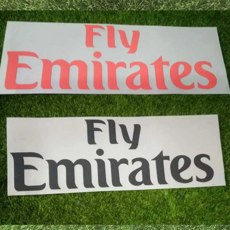 Черный и красный Fly Emirates значок спонсора патч футбольный значок теплоотводящая накладка