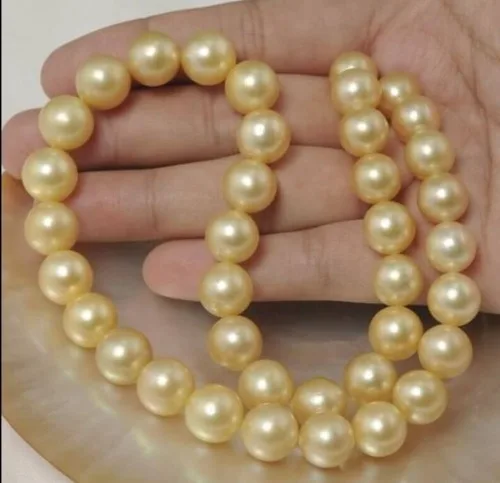 

new AAA 10-11mm natural south sea gold pearl necklace 18"