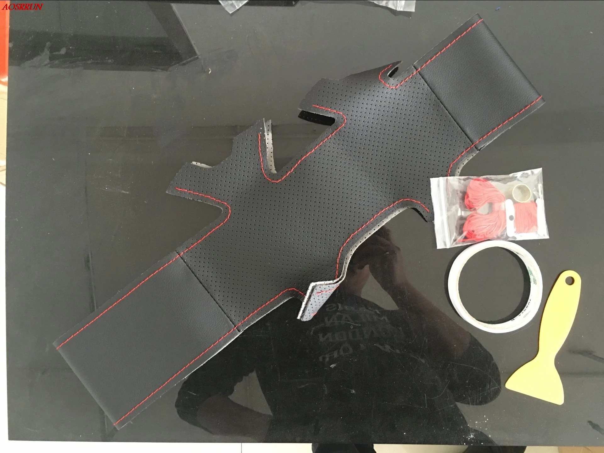 Чехол рулевого колеса автомобиля DIY натуральная кожа воловья оплетка с иглами нить для Jac refine s5 2012- автомобиль-Стайлинг интерьера