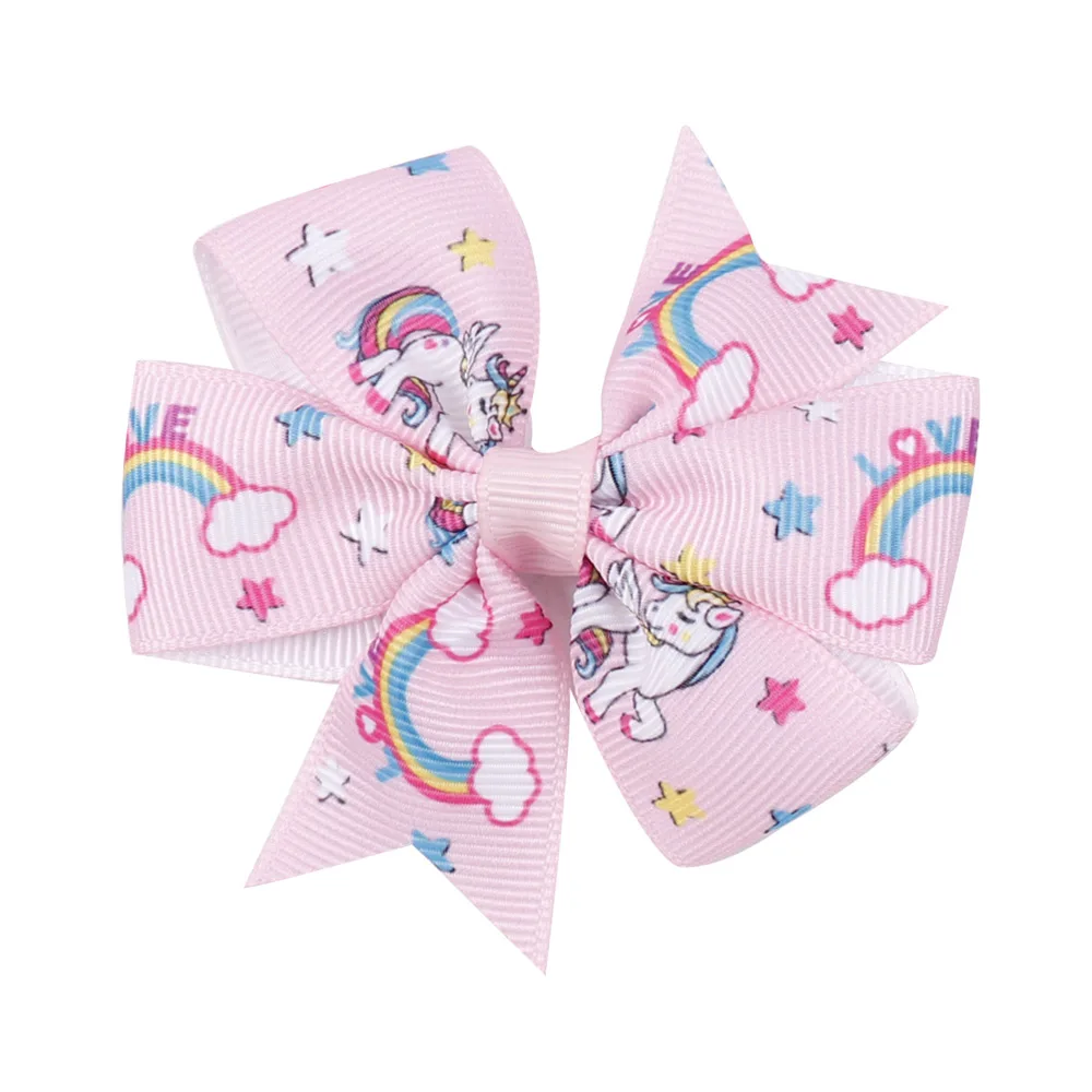 Cute horse 1 6 шт./лот 3 ''с принтом «Единорог», небольшом волосяным Шарм бантики Амеба вертушка маленькие шпильки для волос для маленьких девочек ручной работы волос заколки для волос аксессуары - Цвет: Cute horse 1