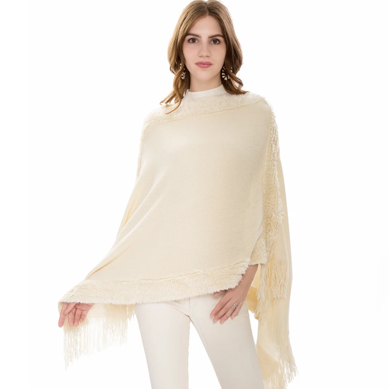 High Quality Faux Fur Women Pashmina Solid Color Cashmere Scarf Tassel Ladies Winter Thick Warm Female Fashion Shawl&ampCapes | Аксессуары