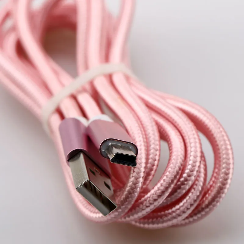 Eighfitech плетеный медный мини Usb кабель для передачи данных адаптер USB 2,0 Т-порт зарядная линия для MP3 MP4 Автомобильный видеорегистратор Камера 1 м/2 м