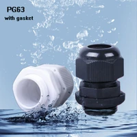 pg63 5pcs nylon cable conduit gland ip68 high quality waterproof cable connection 42 50mm with waterproof gasket free shipping