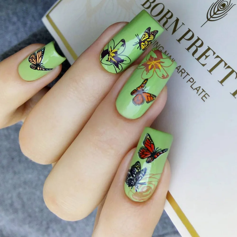 BORN PRETTY шаблон для ногтей цветок животное кактус бабочка аникорн изображение ногтей штамповка пластины инструменты для дизайна ногтей штамп 12x6 см