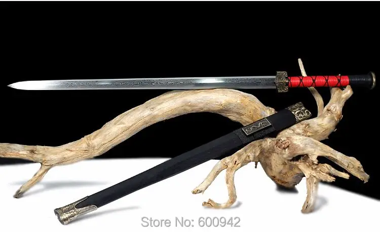 鍛造カンフー剣サーベル中国漢剣フットレスト鋼ブレード黒檀鞘 鍛造カンフー剣サーベル中国漢剣フットレスト鋼ブレード黒檀鞘