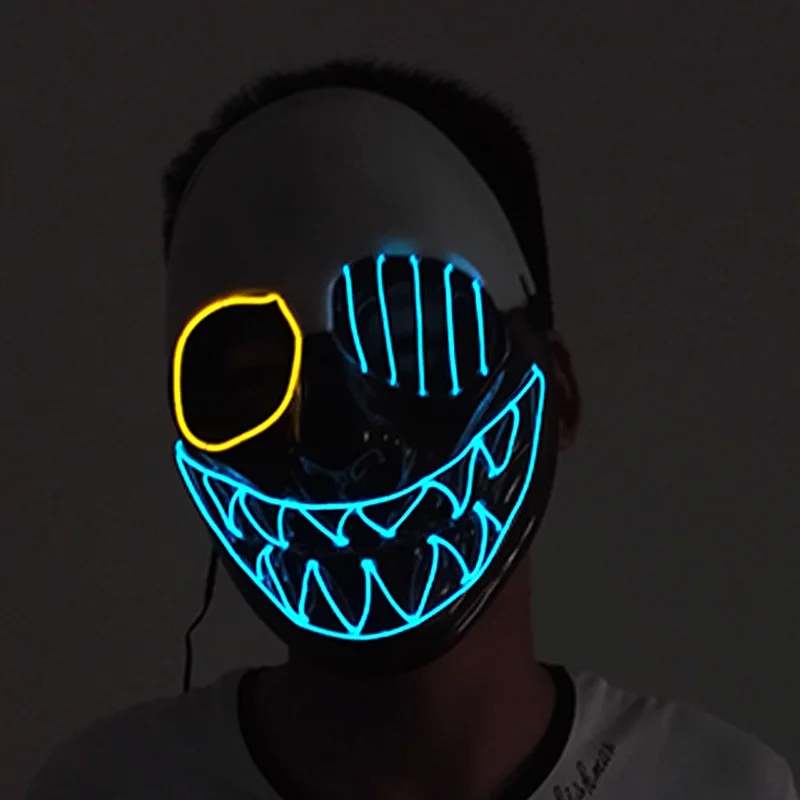 Flashing Toy EL Wire Mask Battery Operated Masquerade Clown LED Neon Light for Glowing Dance Carnival Party Halloween Masks | Освещение