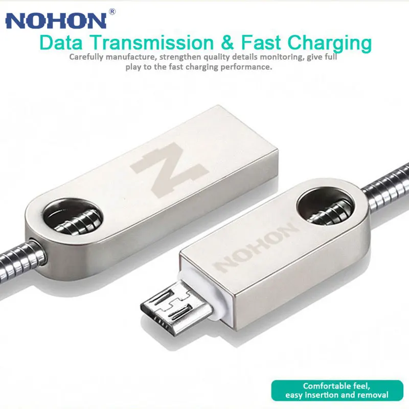 Оригинальный кабель Micro USB NOHON металлический телефонный для быстрой зарядки и