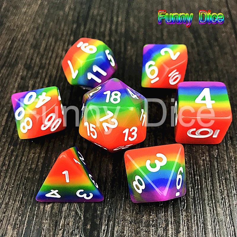 Игральная кость 7 шт./компл. радужные игральные кости, d4 d6 d8 d10 d12 d20 Подземелья и Драконы ролевая игра