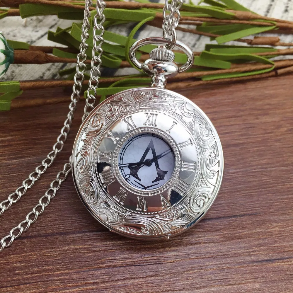 Горячая Распродажа, Assassins Creed, стимпанк, карманные часы, кварцевые, ожерелье, карманные брелоки, часы с цепочкой для мужчин и женщин