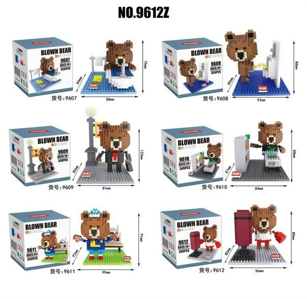 Hsanhe мини блоки мультфильм Медведь DIY строительные игрушки Rilakkuma действие Brinquedo