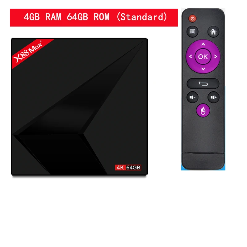 4G 64G TV BOX Android 9,0 ТВ-приставка 4 Гб ОЗУ 64 Гб ПЗУ X88 MAX PLUS RK3328 четырехъядерный TYPE-C 2,4G/5 ГГц двойной WiFi BT4.0 4K смарт-приставка PK 8,1 - Цвет: 4G 64G TV BOX