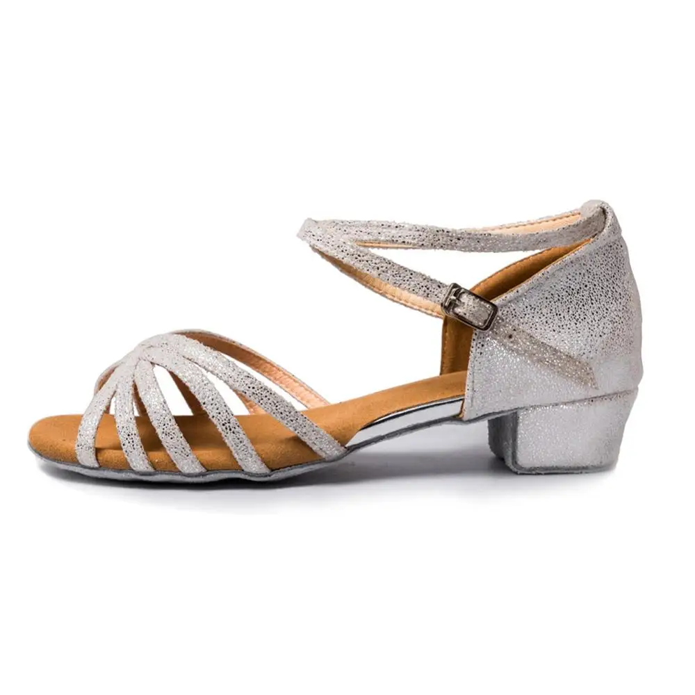 White silver point EU24-42 танцевальная обувь для латинских танцев для женщин и детей; детская танцевальная обувь для детей; Мягкая Обувь для бальных танцев на низком каблуке для Джазовки - Цвет: White silver point