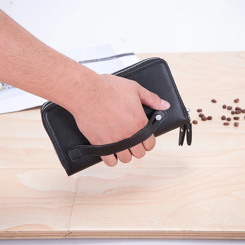 Jisoncase мужские кошельки с карманом для монет Длинный кошелек на молнии мужчин