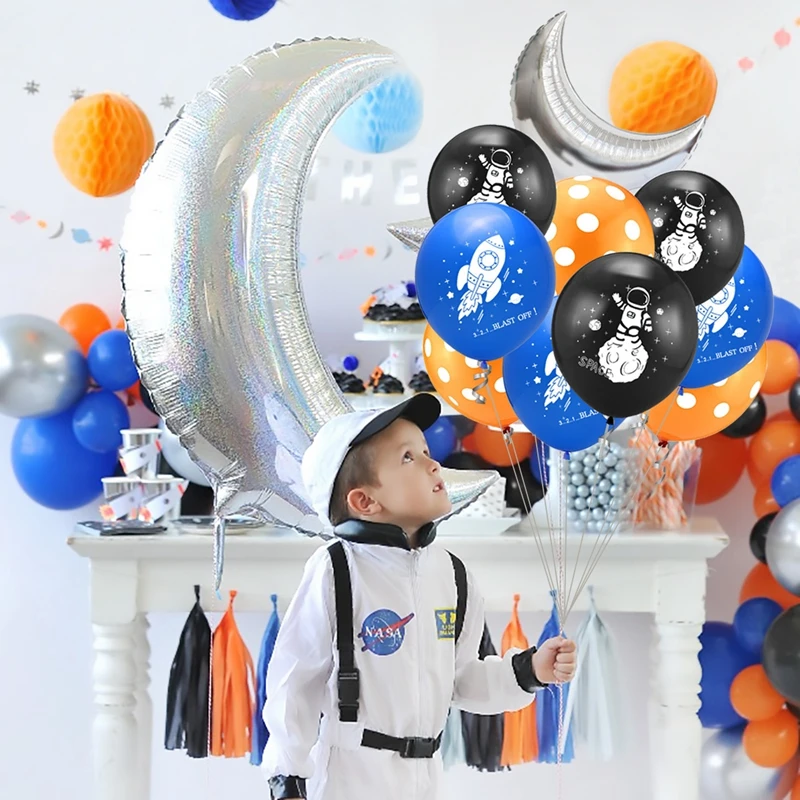 Astronaut Rocket Latex Balloons Outer Space Party Supplies Space Theme Birthday Party Decoration Kids Baby Shower Decor For Boy