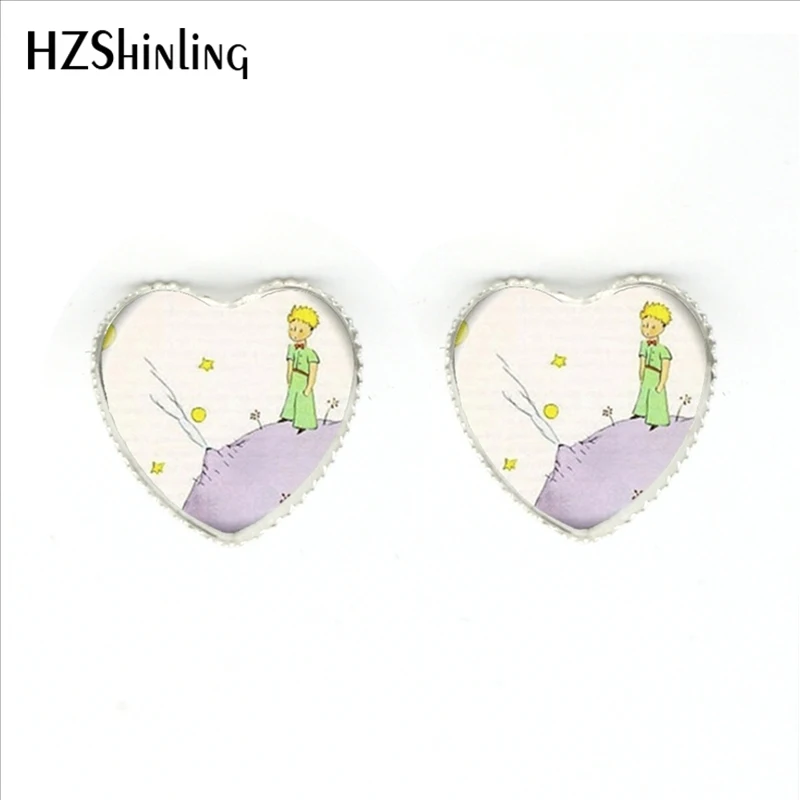 Женские серьги гвоздики ручной работы HER 0021 в виде сердца Маленького принца