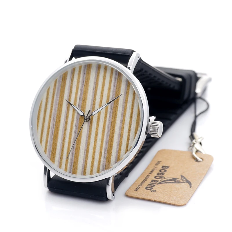 BOBO BIRD Fashion Casual Quartz Wooden Wristwatch For Men And Women Wood Watches Soft Silcone Band Relogio Masculino Feminino | Наручные