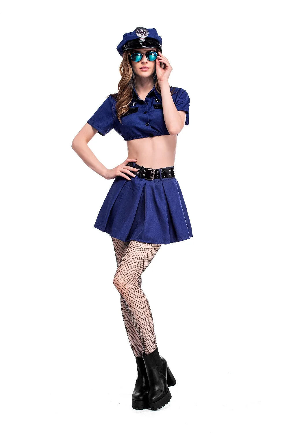 Стильная женская обувь полиция Необычные Хеллоуин костюм секс полицейский наряд женщина Косплэй
