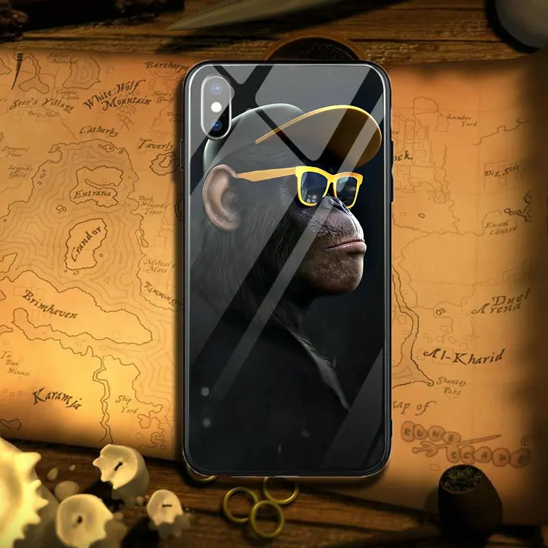 Милые черные чехлы для мобильных телефонов Обезьяна горилла чехол iPhone 5 5S SE X XR XS Max