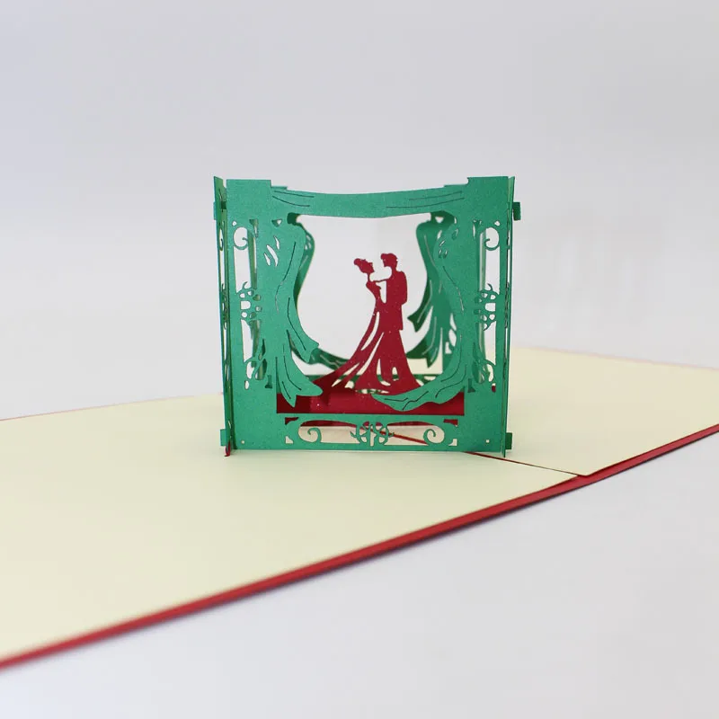 (10 шт./лот) 3D всплывающие Бумажные скульптуры ремесло счастливых влюбленных