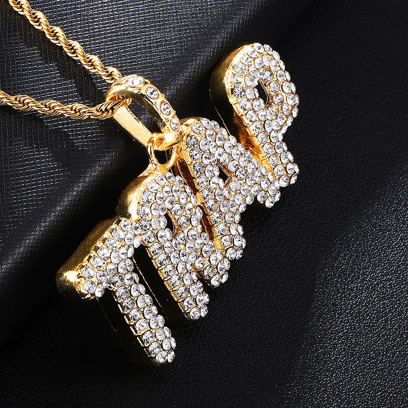 Буквы слова полный страз Bling Iced Out цепочка подвески и ожерелья для мужчин хип хоп