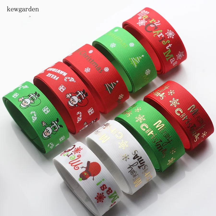 Kewgarden 25 мм 1 &quotРождество Grosgrain Ленты ручной работы Клейкие ленты DIY лук лента