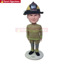 firefighter bobble head personalized fireman gift clay figurines based on customers photos birthday cake topper husband boyfrie