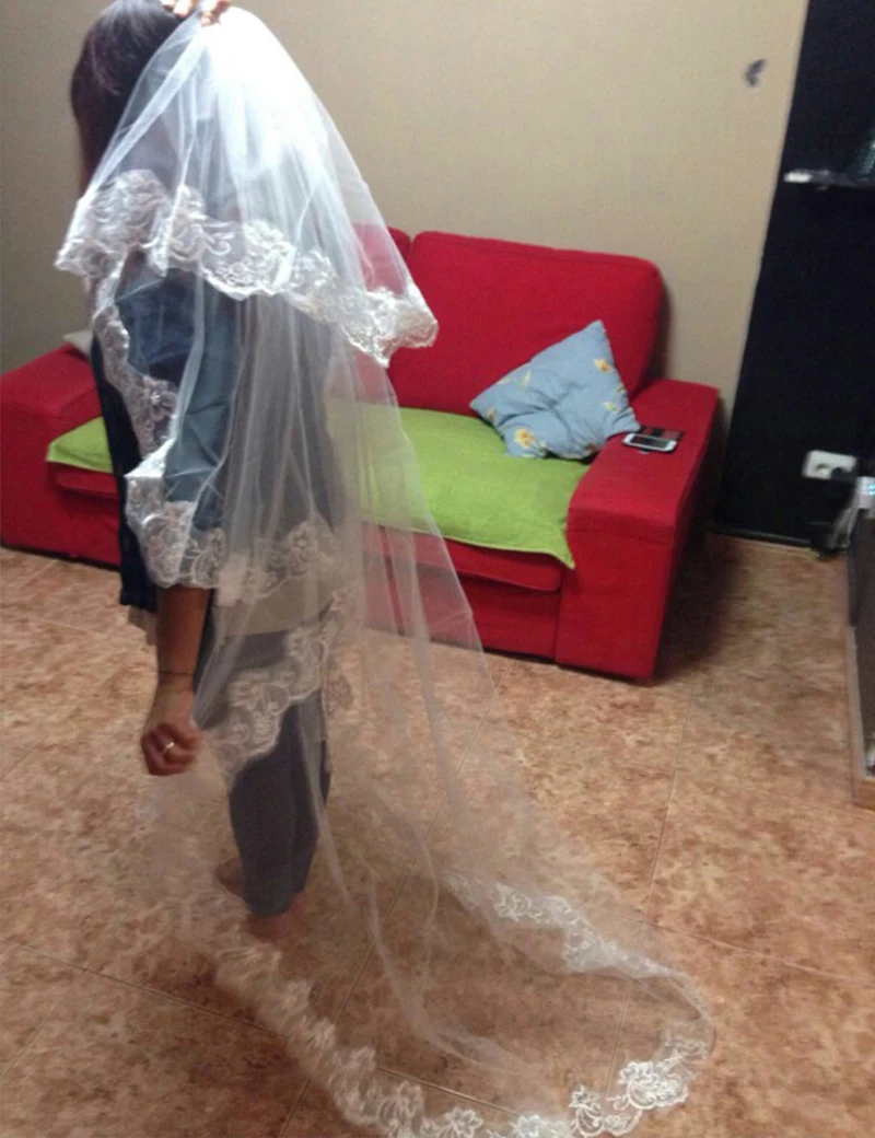 Свадебная фата 2017 Лидер продаж низкая цена высокое качество белый/слоновая кость