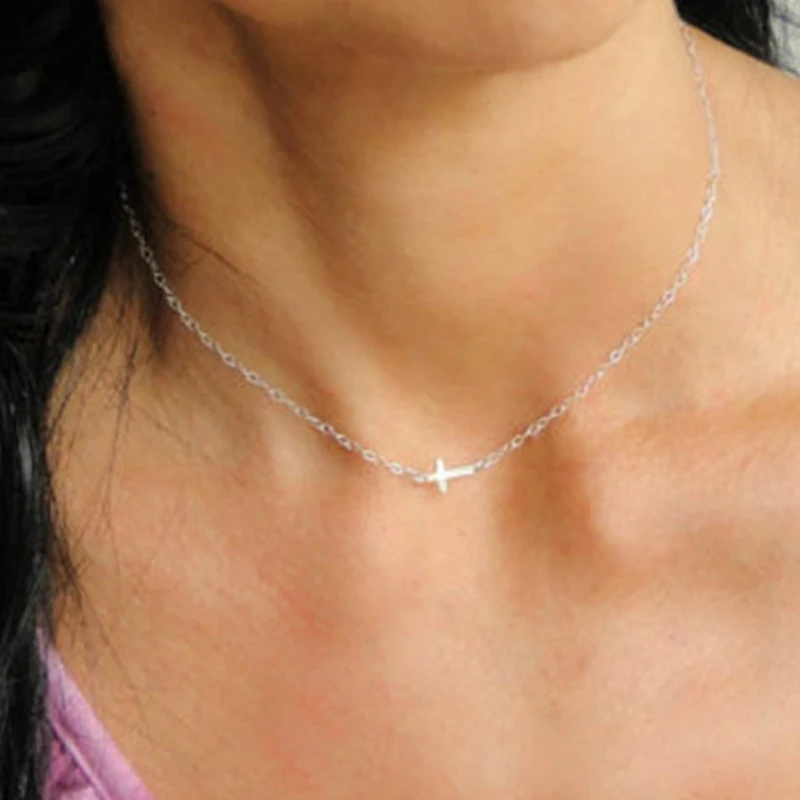 

New Fashion cross Pendant Necklace Women gold necklace Holiday Beach Statement Jewelry Wholesale Short Chain for Women